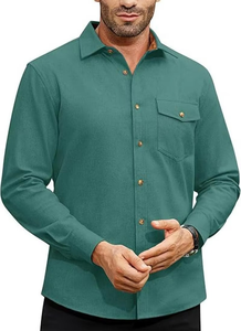 Polo informal de manga larga para hombre, ropa para hombre, camisa con botones, ajuste Regular sólido, grueso, colores sólidos, bolsillo frontal para hombre - Product Image 6