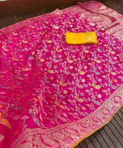 Katan indien saree dernière tenue de soirée de créateur mariage dames femmes portent georgette soie broderie travail sari avec chemisier vêtements - Product Image 6