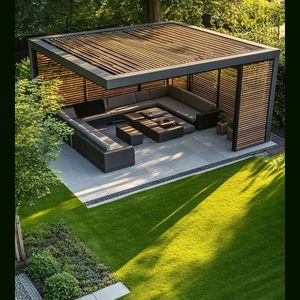Una elegante pérgola de aleación de aluminio diseñada para conversaciones íntimas en el jardín y descanso nocturno iluminado por las estrellas - Product Image 1