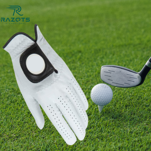 Guantes de golf de dedo completo personalizados de alta calidad % transpirable Cabretta cuero antideslizante impermeable OEM protección UV para deportes - Product Image 4