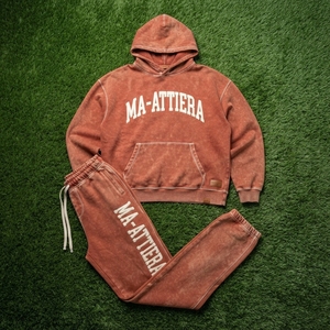 Conjunto de Sudadera con Capucha y Pantalones Deportivos para Hombre, Estilo Vintage, Color Marrón Oxidado, Algodón y Felpa, Ropa Deportiva Urbana, Venta al Por Mayor OEM - Product Image 5