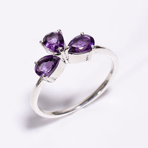 แหวนพลอยสีเงินสเตอร์ลิงสีรุ้งธรรมชาติ925สวยทำด้วยมือเครื่องประดับเงิน925 - Product Image 4