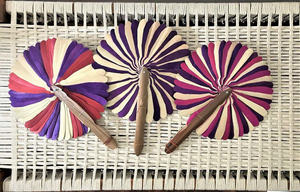 Abanico de Hojas de Palma Tejido a Mano, Abanico Decorativo de Hojas de Palma para Regalo de Boda, Exhibición de Eventos, Logotipo Personalizado Disponible, Ms Violet - Product Image 5