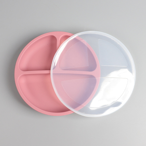 Produits en silicone personnalisés Eversoul, compatibles micro-ondes et lave-vaisselle, assiettes rondes à ventouses pour tout-petits, assiettes divisées en silicone pour bébé - Product Image 2