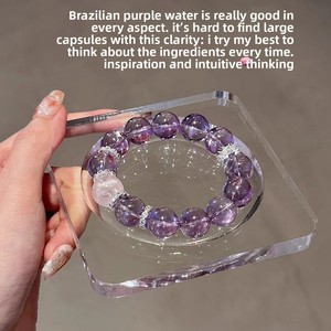 Pulsera de cuentas redondas de amatista brasileña natural con detalles en oro, imprescindible para aprobar exámenes, regalo de negocios para mujeres graduadas. - Product Image 4