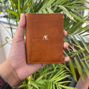 Portefeuille à deux volets en cuir véritable pour hommes porte-cartes en cuir véritable Crunch portefeuilles de luxe de couleur marron meilleur cadeau pour lui - Product Image 1
