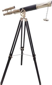 Télescope en cuir noir Vintage royal nautique cadeau de télescope design à double baril en laiton antique - Product Image 2