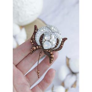Elegant Handmade Beaded Brooch <b>Pin</b> with Pearl and Rhinestone Decorative Jewelry <b>for</b> Dresses Coats and <b>Shawls</b> Use <b>for</b> Export Sale - Product Image 1