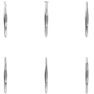 Pinzas Saupe Cilia de 10 cm, Pinzas Dastoor para Solapa Conjuntival de 11 cm, Pinzas Utilitarias con Dientes 1x2 de 1 mm y 10 cm - Product Image 1