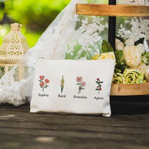 Bolsa de Maquillaje de Lona Personalizada con Flor de Nacimiento, Gran Capacidad, con Cierre de Cremallera, Regalo para el Día de la Madre o Cumpleaños para Mamá o Abuela - Product Image 3