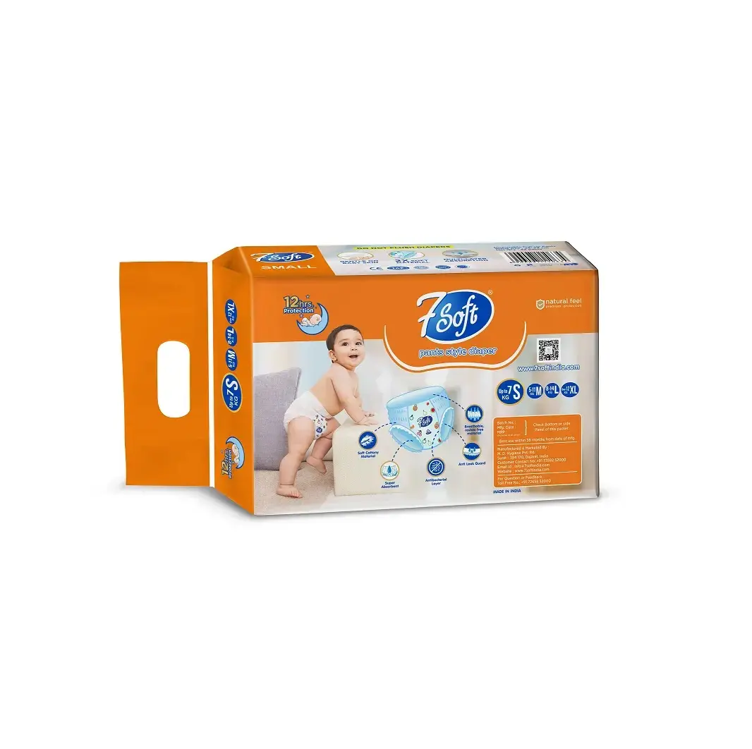 Hygiene Products 7 Soft Pant Style Diaper for Baby with Super Absorbing Performance for Worldwide Supply from India