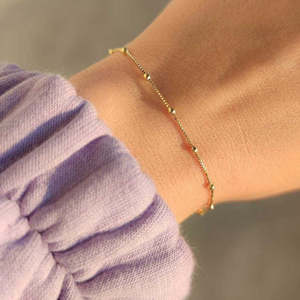 Bracelet à chaîne perlée - Minimaliste - Plaqué or - Ton argent - Alliage de zinc - Product Image 1