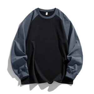 Camiseta de Manga Larga Estilo Raglán para Hombre, Color Sólido, Corte Holgado, Capa Base para Primavera y Otoño, Tejido de 220 Gramos - Product Image 1