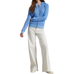 OEM ODM Sweat à capuche en coton tricoté de qualité supérieure, tricotage en câble, poids moyen, style décontracté, col à capuche, poches, pour femmes, broderie - Product Image 6