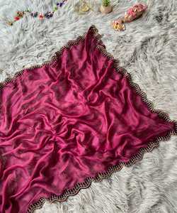 Saree avec chemisier beige fête porter concepteur vêtements de mariage dentelle bordure soies Saris inde vert femmes adultes inde et Pakistan 500 vêtements - Product Image 5