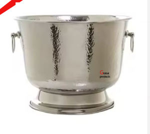 hammered look silver finished <b>metal</b> aluminum wine cooler ice bucket for hotel restaurant and bar - Product Image 1