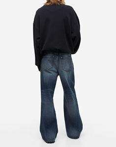 New Trendy Jeans <b>Men</b> Heavy Industry Printed Rhinestones sublimated High Waist Slim Fit Tassel Ankle-Length Micro-Flared <b>Trousers</b> - Product Image 2