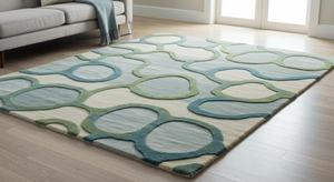 ผ้าขนสัตว์สีเทาสีเงินแบบทันสมัยพรมคลื่นลายดอกไม้แบบถักด้วยมือพรมแบบซักได้คุณภาพสูงห้องนอนห้องนั่งเล่น1 - Product Image 2