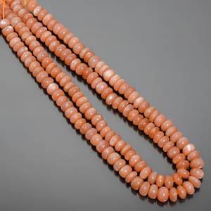 Piedra lunar de melocotón Natural, cuentas de piedras preciosas sueltas Rondelle lisas, cuentas pulidas de piedra lunar de 8-9mm para fabricación de joyas, precio al por mayor - Product Image 2