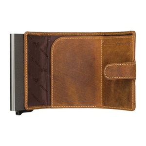 กระเป๋าสตางค์ใส่บัตรแบบเด้งออกได้กระเป๋าสตางค์มีช่องกระเป๋าด้านหน้าเป็นหนังบางสำหรับผู้ชายกระเป๋าสตางค์สุดเท่สีน้ำตาลน้ำมัน TDW-0010 - Product Image 4