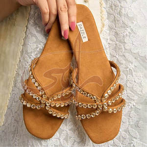 Latest Design Comfort Unique Texture Women <b>Slide</b> for Solid Color Anti-Slippery Fashion Trend Velvet Upper Non-Slip Midsole - Product Image 4