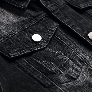 Chaqueta vaquera de Hip Hop Vintage de cintura alta para hombre 100% algodón impermeable lavable bordado estilo recto con patrón sólido - Product Image 4