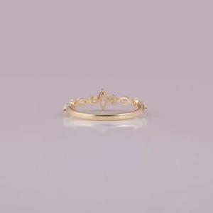 Handmade Design Women's Trendy Gold Engagement <b>Ring</b> with Lab Grown Marquise & Cut Diamond Bezel Setting for Parties Gifts - Product Image 4