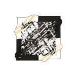 Designer Satin Scarf with Geometric Dot Pattern Black and White Square - Product Image 3