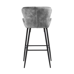 Taburete de Bar Moderno Tapizado, Silla Alta con Asiento de Tela y Respaldo, Patas de Metal para Bar de Hotel, Muebles de Cafetería - Product Image 4