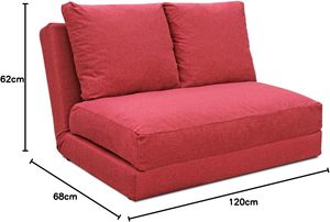 EVERGREENWEB Divano Letto Futon dal Design Moderno a 2 Posti con Schienale Regolabile e 2 Cuscini Comodi - Rosso Modulare Estensibile |   HOSHI - Product Image 2