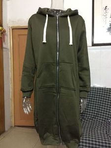 Sudadera con Capucha de Forro Polar para Mujer, Invierno 2025, Larga, Media Longitud, Lisa, Estampada, con Cremallera Completa y Logotipo Frontal, Talla Grande, Venta al por Mayor - Product Image 5