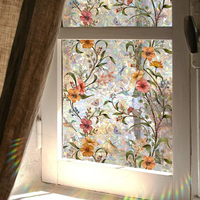 Statische Haftfolie mit Blumenmuster, dekorativer Sichtschutzaufkleber für Zuhause, Büro, Türdekoration, DIY-Design, Glasfensteraufkleber
