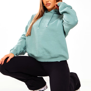 Sweat à capuche en molleton de coton surdimensionné sans cordon, poids lourd 500 g/m², à épaules tombantes, personnalisable avec logo, pour femmes - Product Image 3