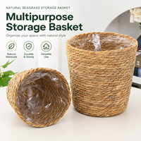 Keranjang Tanaman dari Rumput dan Kulit Jagung Buatan Tangan, Penutup Pot Tanaman Anyaman Alami, Dekorasi Rumah Gaya Boho Nordik untuk Tanaman Indoor