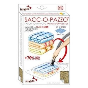 SACCOPAZZO 526 Sacs de rangement sous vide pour économiser de l'espace, 2 pièces (70x120cm) pour Lavatelli - Product Image 1