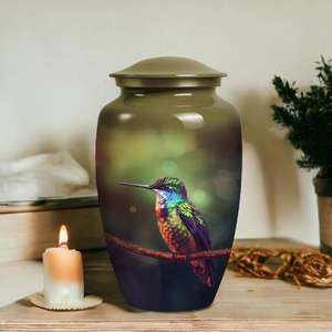 Urna de metal de tamaño personalizado de colibrí para cenizas de adultos, urna funeraria grande para papá, hombre o mujer para entierro o servicio conmemorativo - Product Image 6