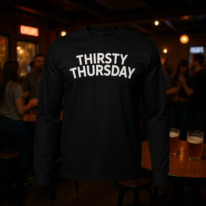 T-shirt à manches longues Thirsty Thursday, idéal pour les soirées étudiantes et les pub crawls - Product Image 3