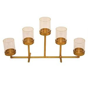 Gold Metal Glass Candle Holder Modern Metal Geometric Glass Candle Holder <b>Decorative</b> Home <b>Decorative</b> <b>Table</b> Top - Product Image 3