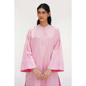 Ensemble femme orné de Lurex rose, chemise en coton modal, pantalon, haut long tissé à manches trois-quarts pailleté, pantalon court, coupe ample - Product Image 4