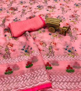 Designer indien à la mode vêtements de mariage et de fête chemisier saree en mousseline de soie à imprimé floral pour les femmes qualité d'exportation assurée - Product Image 2