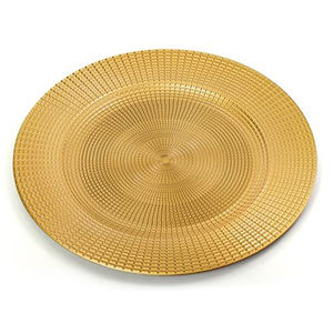 Assiette de présentation ronde élégante en or, en acier inoxydable, assiette décorative pour le dîner, sous-assiettes pour la décoration de la table de mariage, de fête ou d'événement - Product Image 1