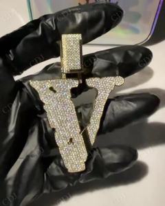 Bijoux Hip Hop prix de gros pendentif Alphabet personnalisé plaqué argent personnaliser K plus grande lettre fabrication inde Moissanite - Product Image 2