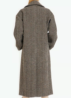 Manteau d'hiver vintage de luxe pour femme en 100 % laine vierge respirante, coupe longue, double boutonnage, col oversize et épaules tombantes