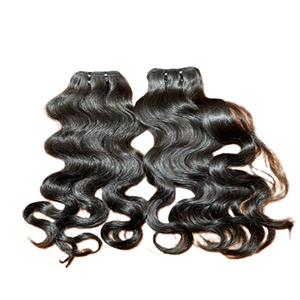 Cheveux humains vierges naturels ondulés en gros, tissage de cheveux humains Remy ondulés, longueur étirée de 14 pouces, trame unique, noir, cuticules alignées - Product Image 2