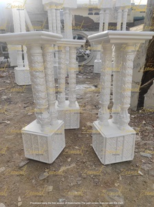 Décoration d'allée de mariage sculptée en or Mandap piliers de passerelle décoration de mariage piliers FRP - Product Image 2