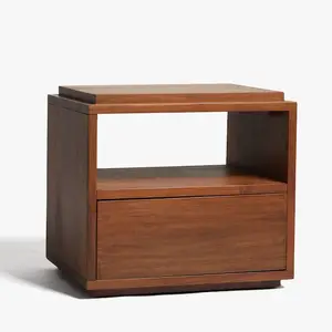 שידת לילה עם 1 מגירה עיצוב מודרני שולחן צד צדדי מלבני שולחן קצה מדף אחסון לחללים קטנים עם רגלי שולחן