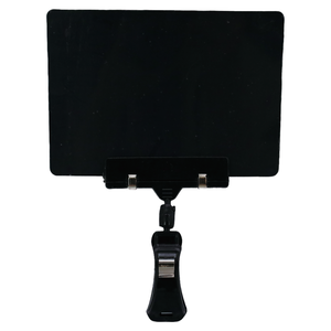 Accessoires d'affichage de magasin de détail Petit clip d'étiquette noir durable en PVC/PET écologique Hauteur réglable 11cm pour l'affichage de bord d'étagère - Product Image 1