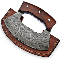 Couteau Ulu en acier damas personnalisé fait à la main, couteau ulu en acier damas robuste avec gaine en cuir