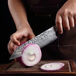 Venta al por mayor personalizado de calidad superior OEM ODM servicio profesional hecho a mano de acero de Damasco cuchillo de cocina de Chef hoja afilada fija - Product Image 3