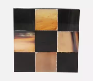 Sous-verres en pierre à carreaux en corne et bois faits à la main - Product Image 1